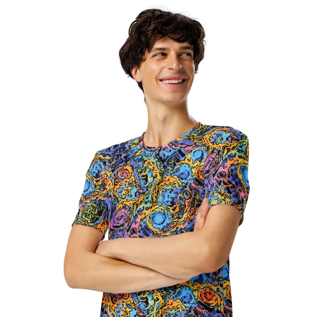 Pop Flora on Men's Crew Neck T-Shirt — Left Front