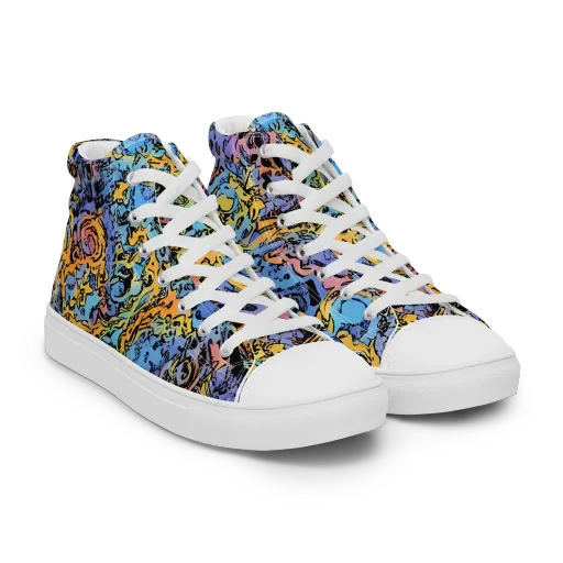 Pop Flora on a Men's High Top Canvas Shoes