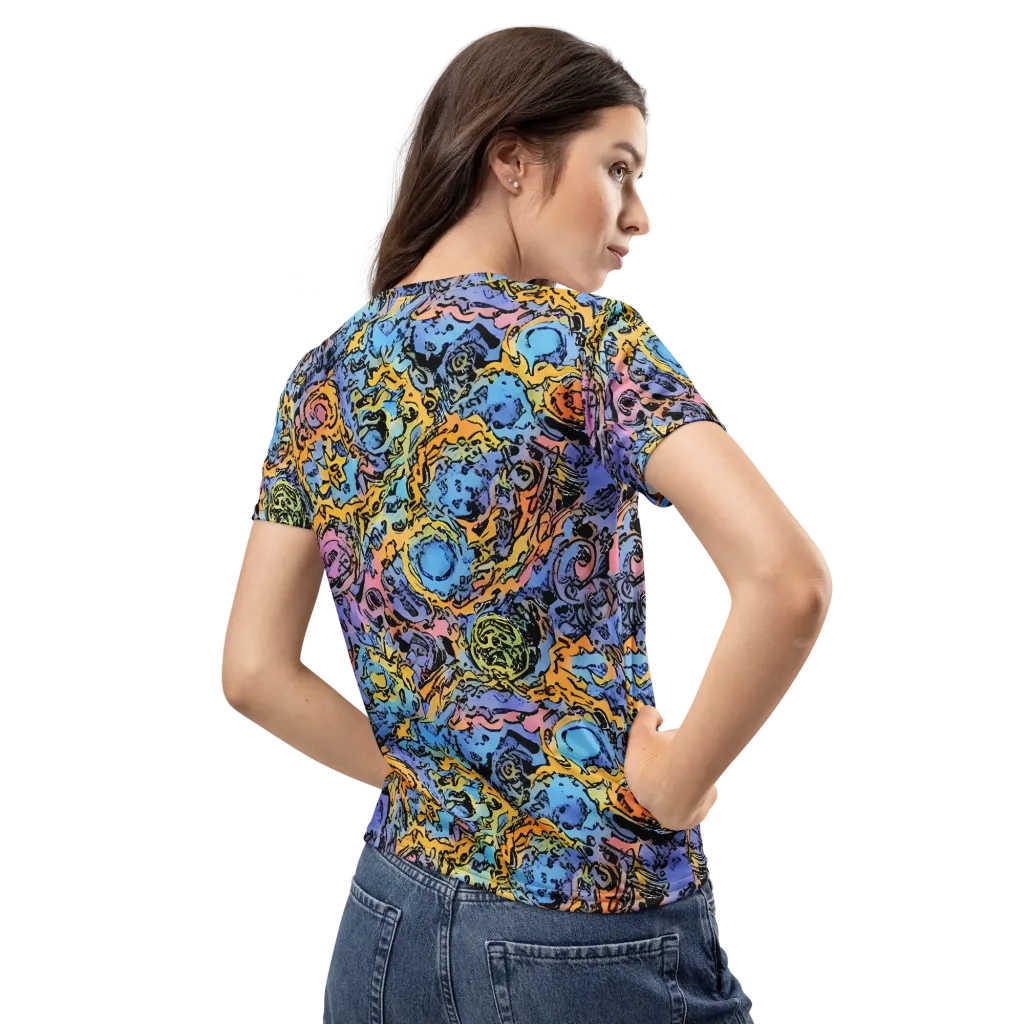 Pop Flora on Women's Crew Neck T-Shirt — Back