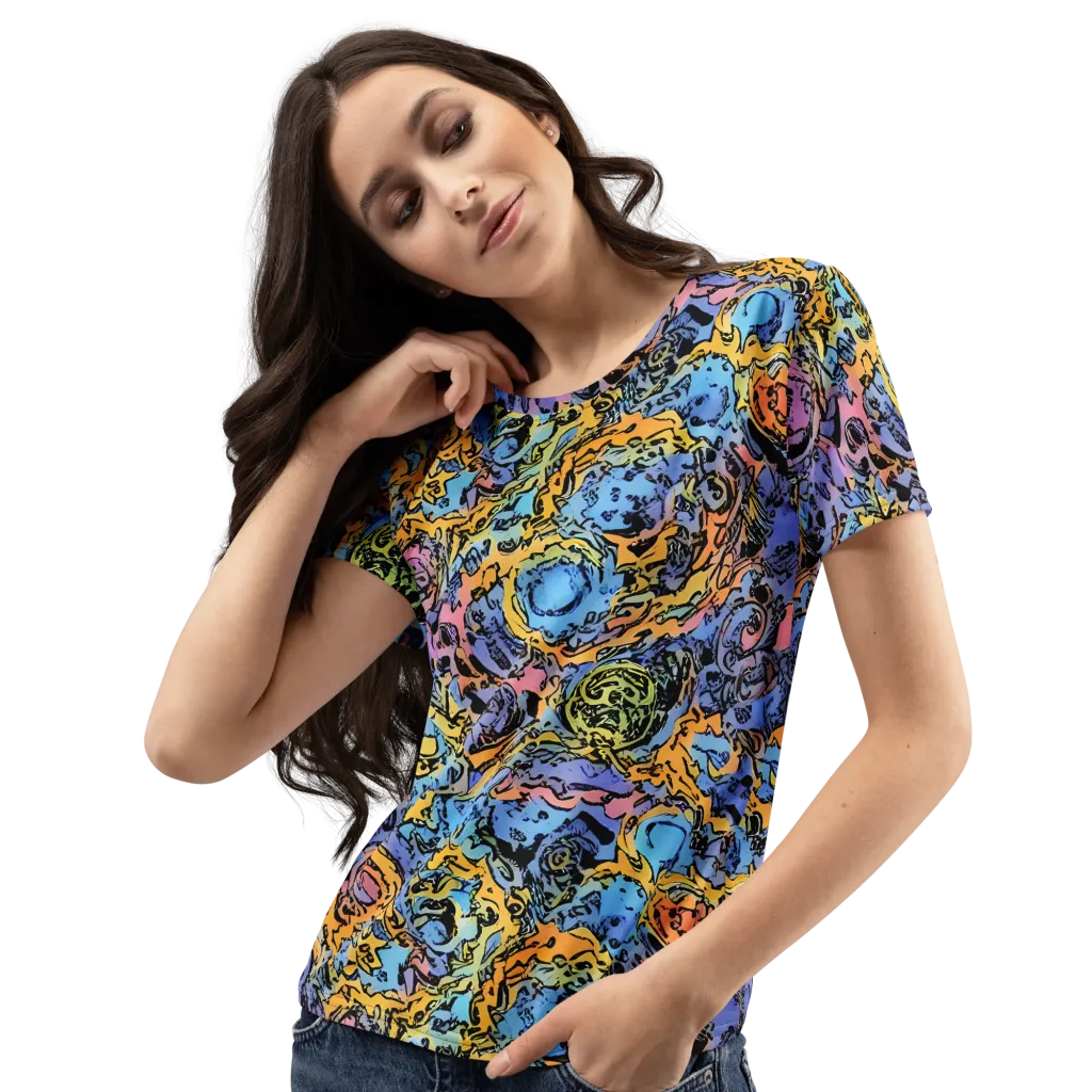 Pop Flora on Women's Crew Neck T-Shirt — Left Front