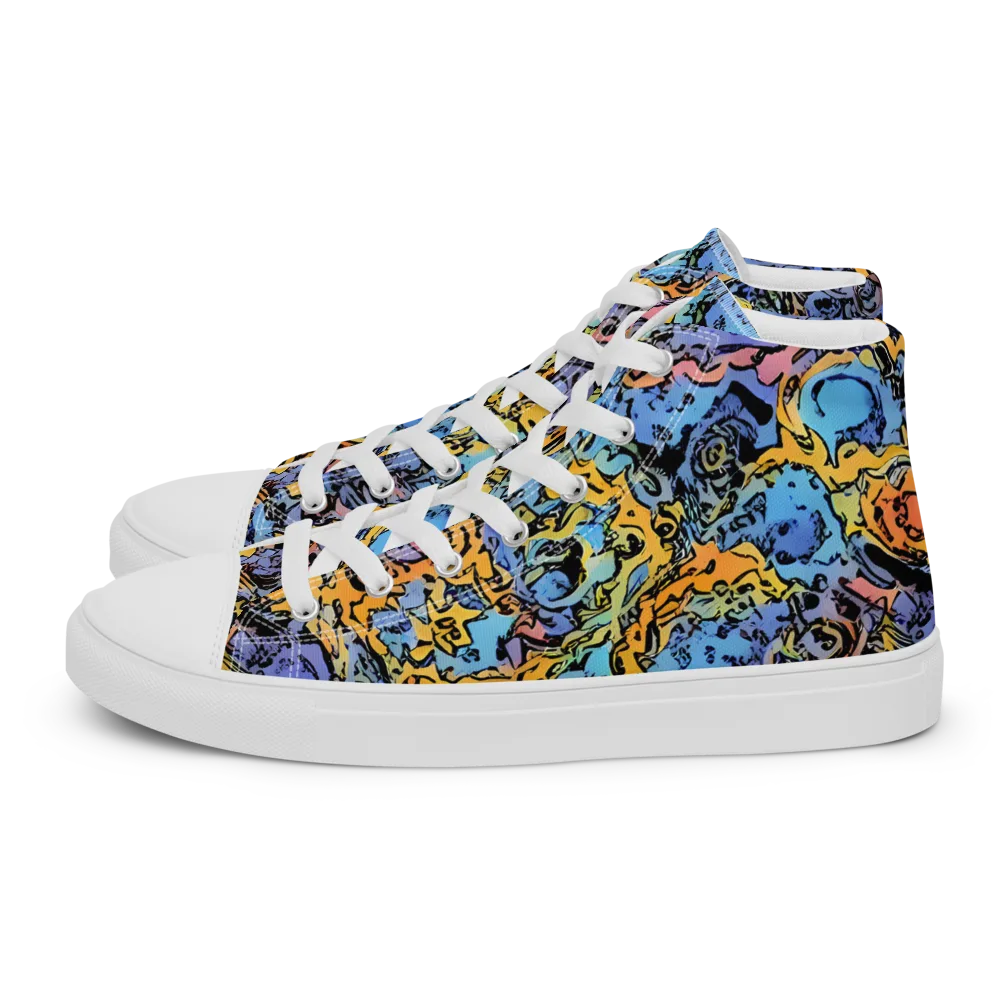 Pop Flora on Women's High Top Canvas Shoes — Left