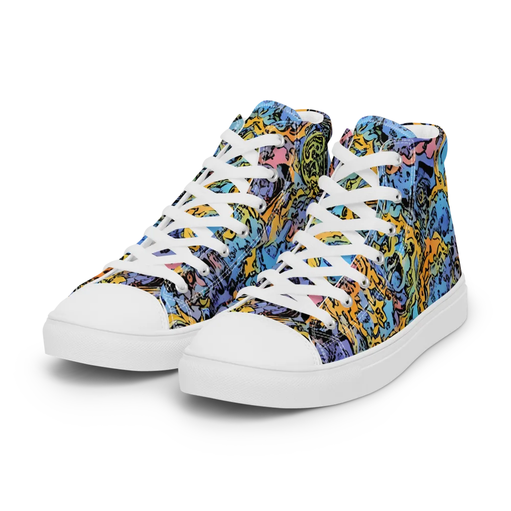 Pop Flora on Women's High Top Canvas Shoes — Left Front