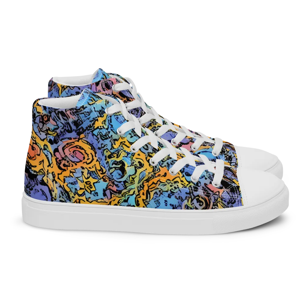 Pop Flora on Women's High Top Canvas Shoes — Right