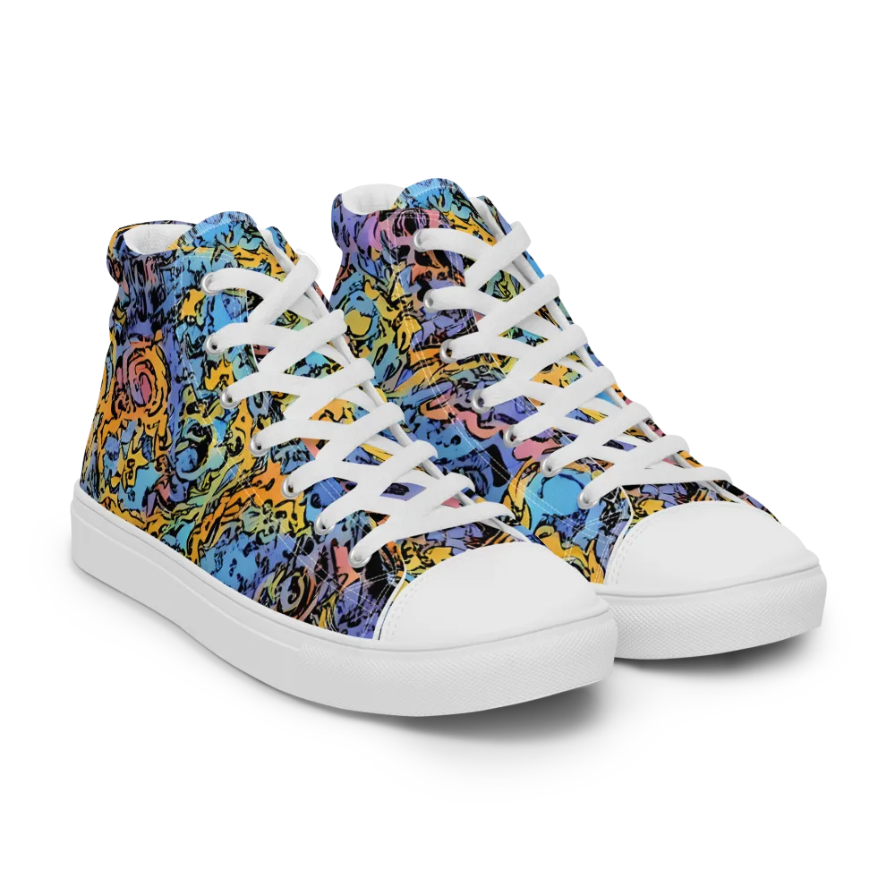 Pop Flora on Women's High Top Canvas Shoes — Right Front