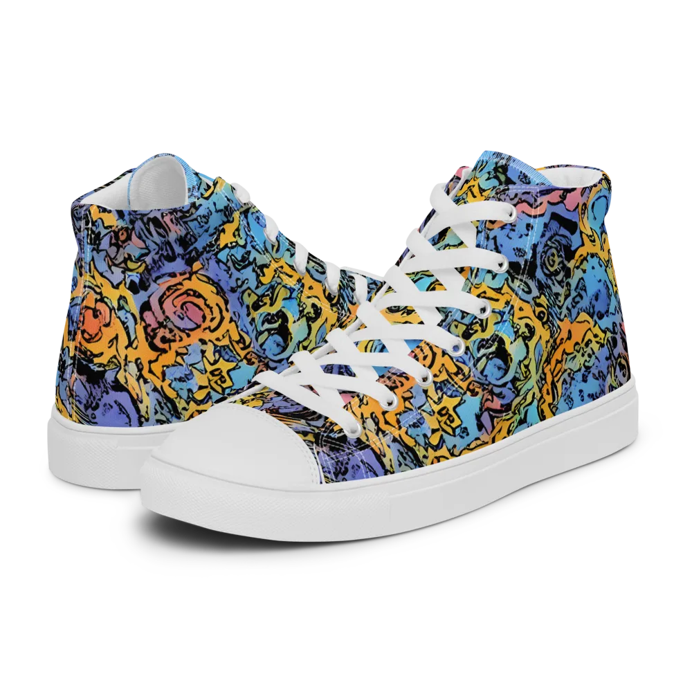 Pop Flora on Women's High Top Canvas Shoes — Left
