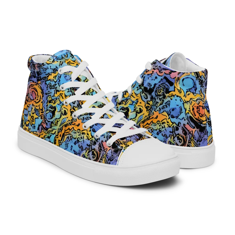 Pop Flora on Women's High Top Canvas Shoes — Right