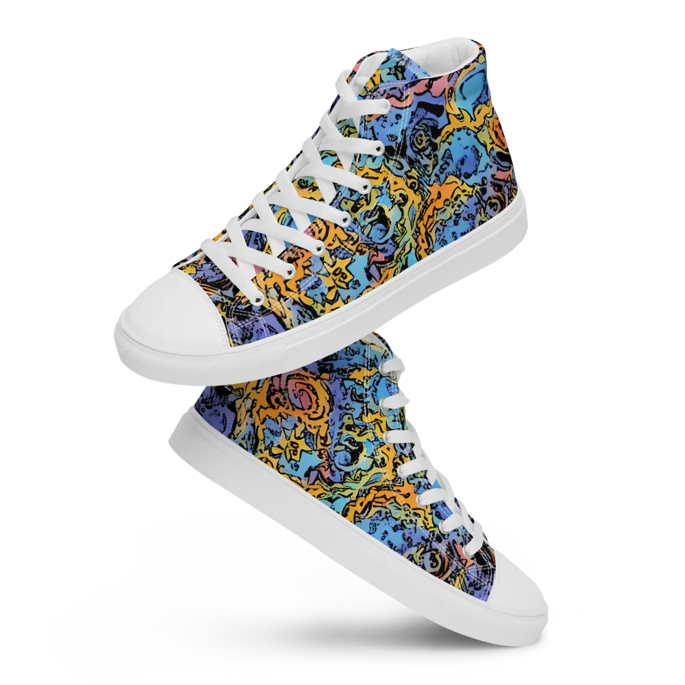 Pop Flora on Women's High Top Canvas Shoes — Front