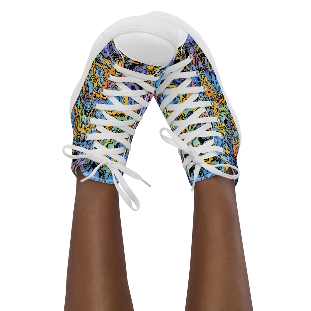 Pop Flora on Women's High Top Canvas Shoes — Front