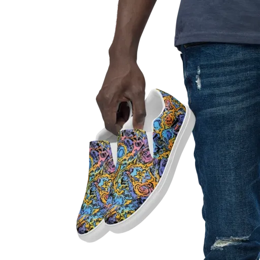 Pop Flora on a Men's Slip-On Canvas Shoes
