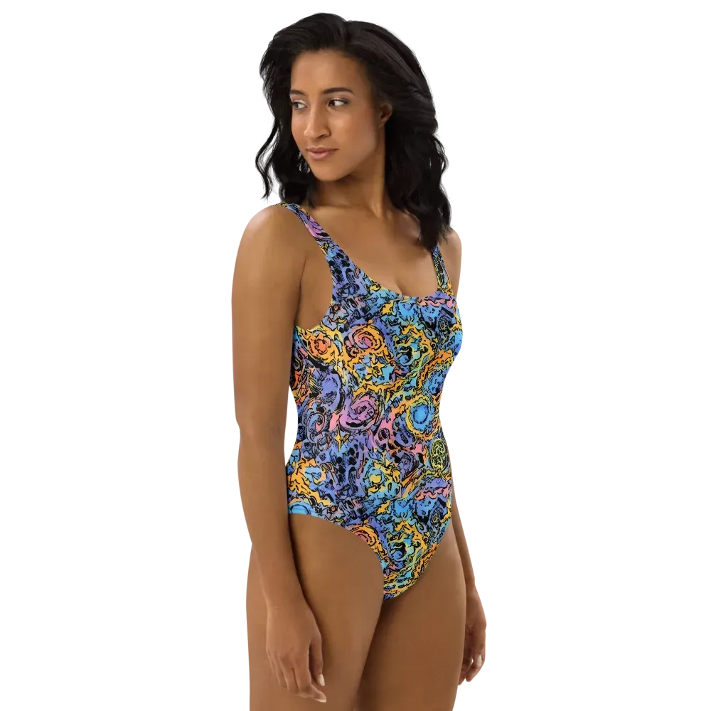 Pop Flora on One-Piece Swimsuit — Right