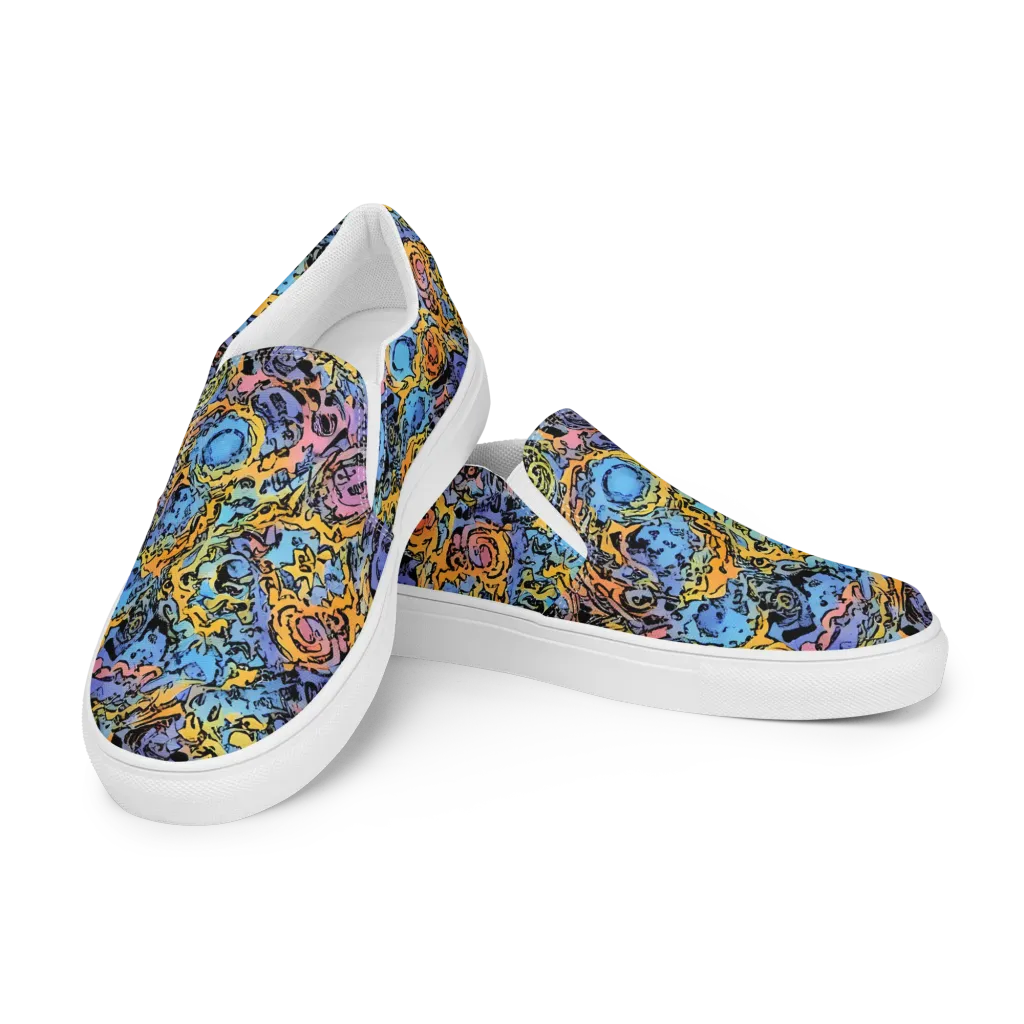 Pop Flora on Women's Slip-On Canvas Shoes — Left Front