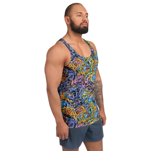 Pop Flora on a Men's Tank Top