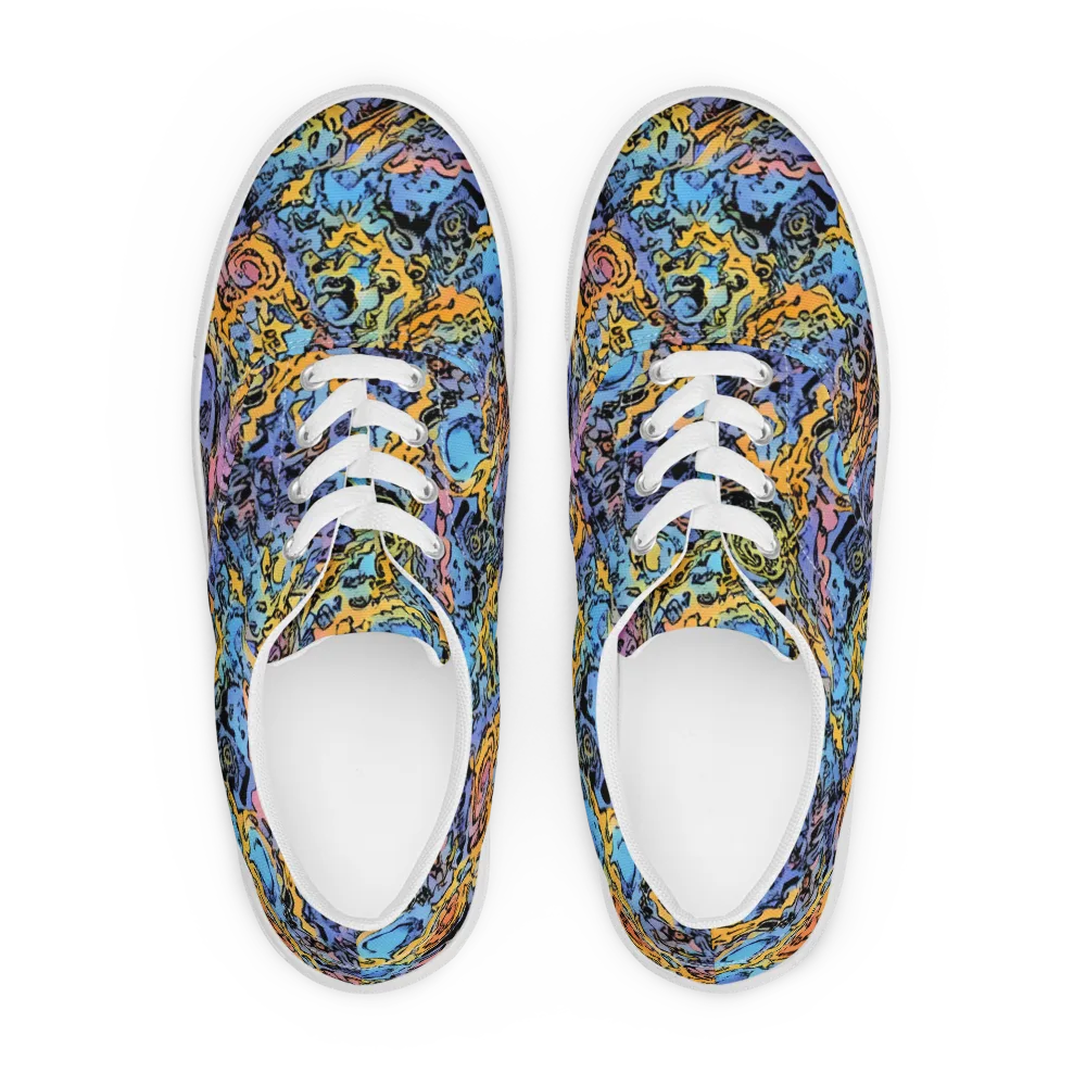 Pop Flora on Men's Lace-Up Canvas Shoes — Front