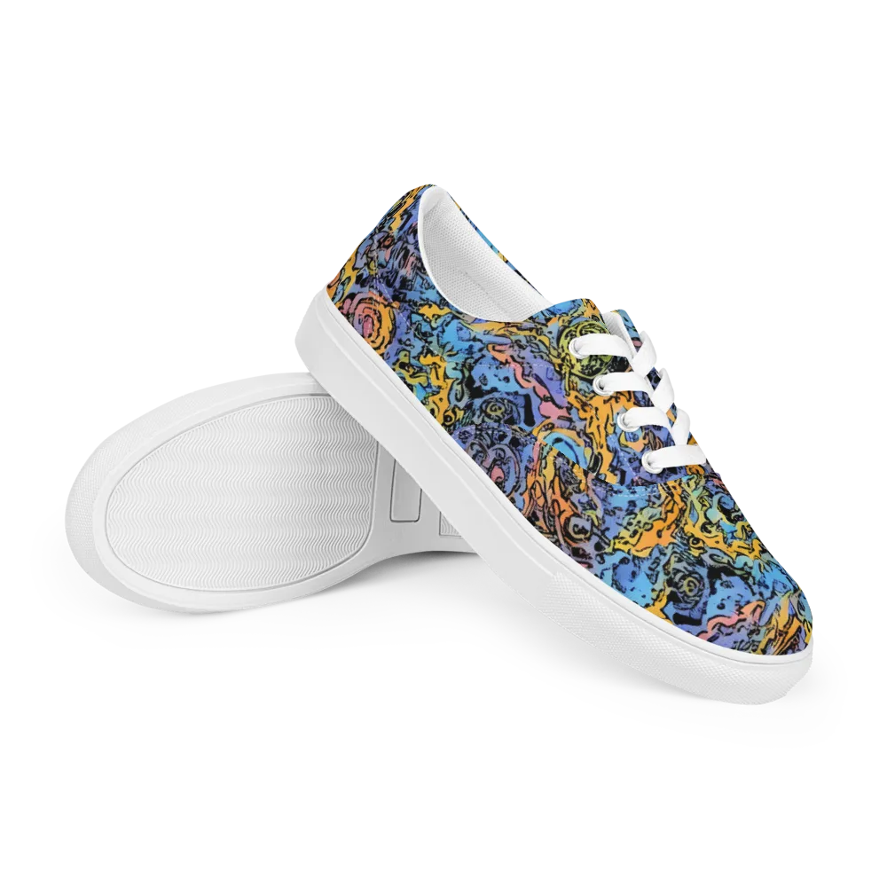Pop Flora on Men's Lace-Up Canvas Shoes — Right Front