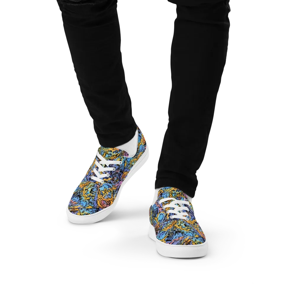 Pop Flora on Men's Lace-Up Canvas Shoes — Front