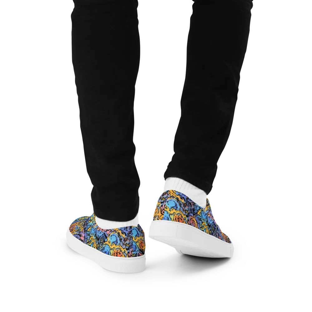 Pop Flora on Men's Lace-Up Canvas Shoes — Back