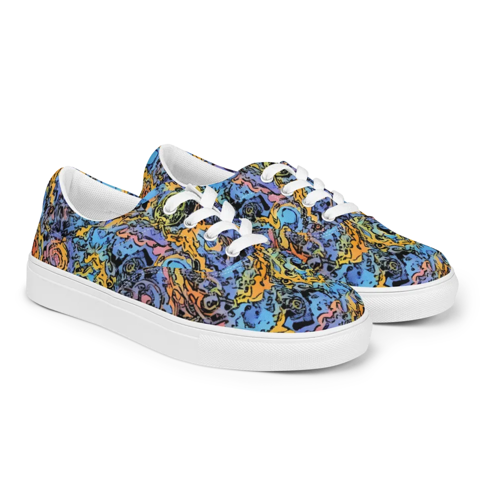 Pop Flora on Men's Lace-Up Canvas Shoes — Right Front