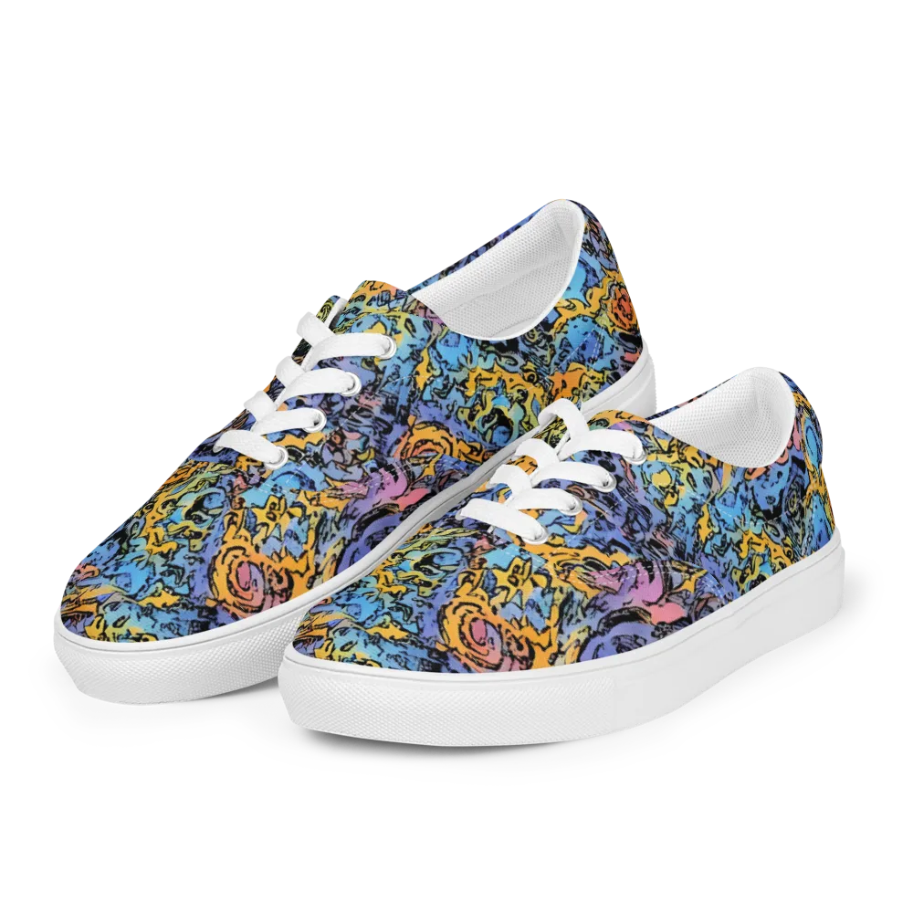 Pop Flora on Men's Lace-Up Canvas Shoes — Left Front