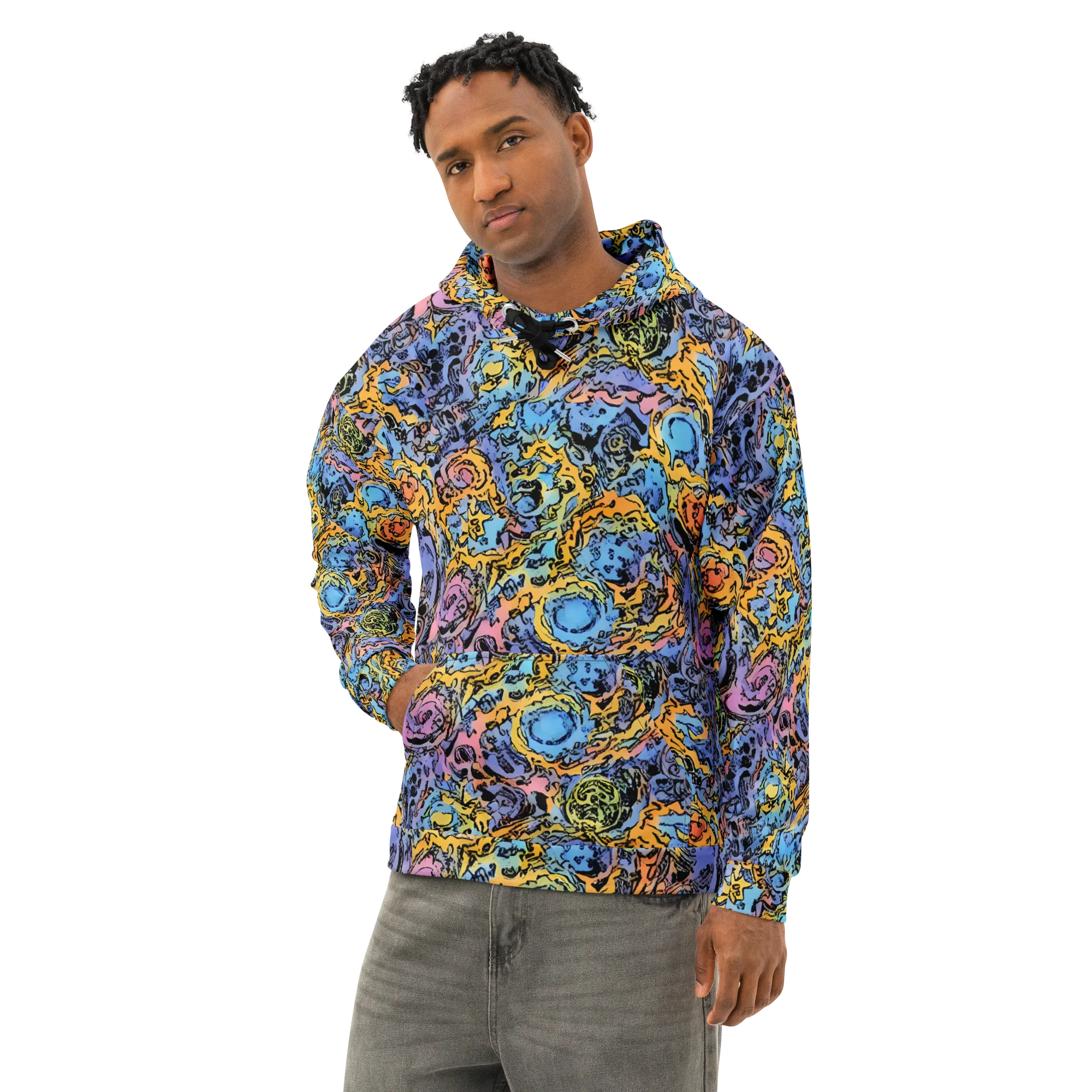 Pop Flora on Cotton Hoodie — Left Front