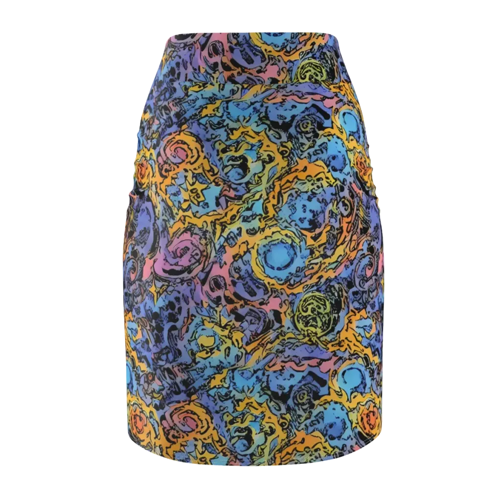 Pop Flora on Pencil Skirt — Back
