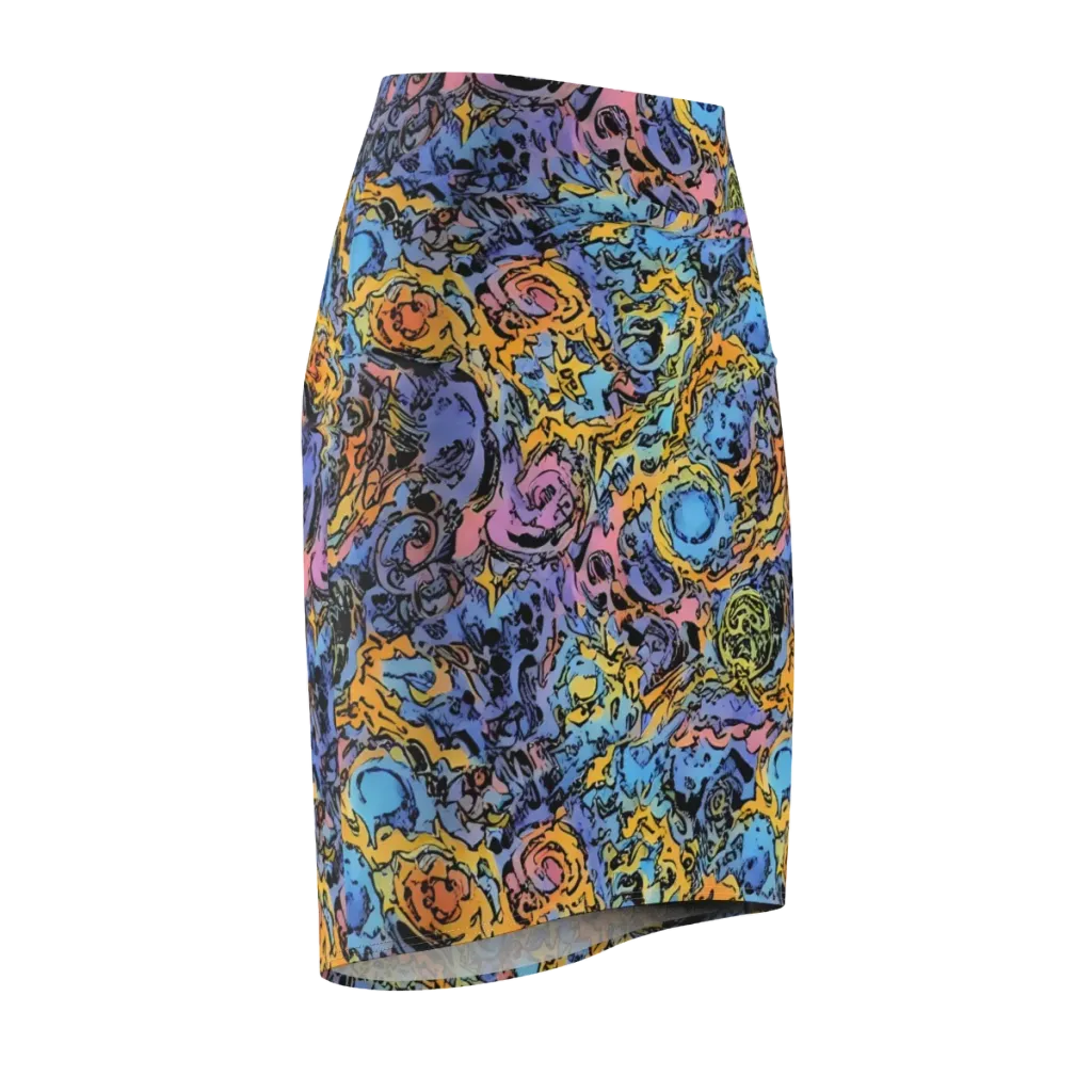 Pop Flora on Pencil Skirt — Front Side