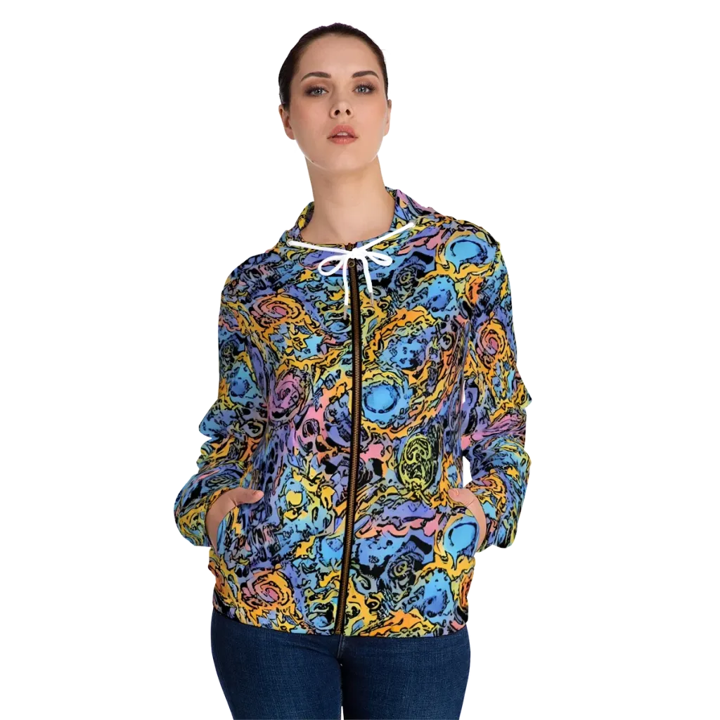 Pop Flora on Women's Full-Zip Hoodie — Front On Person