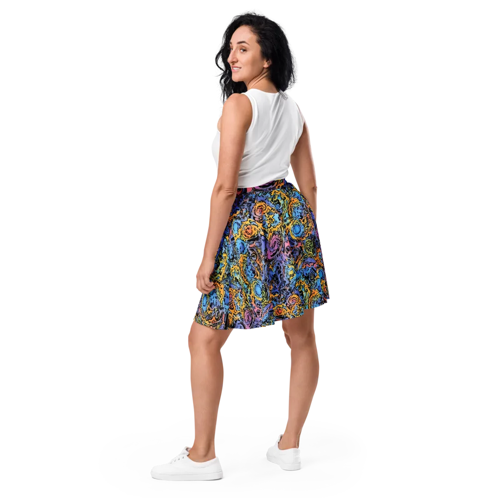 Pop Flora on Skater Skirt — Back