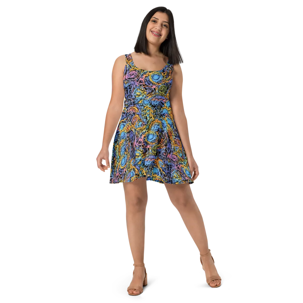 Pop Flora on Skater Dress — Front