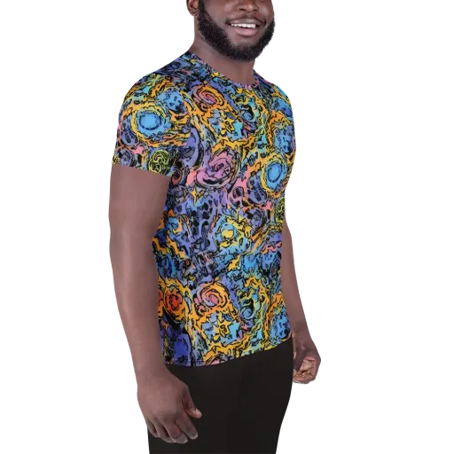 Pop Flora on a Men's Athletic T-Shirt