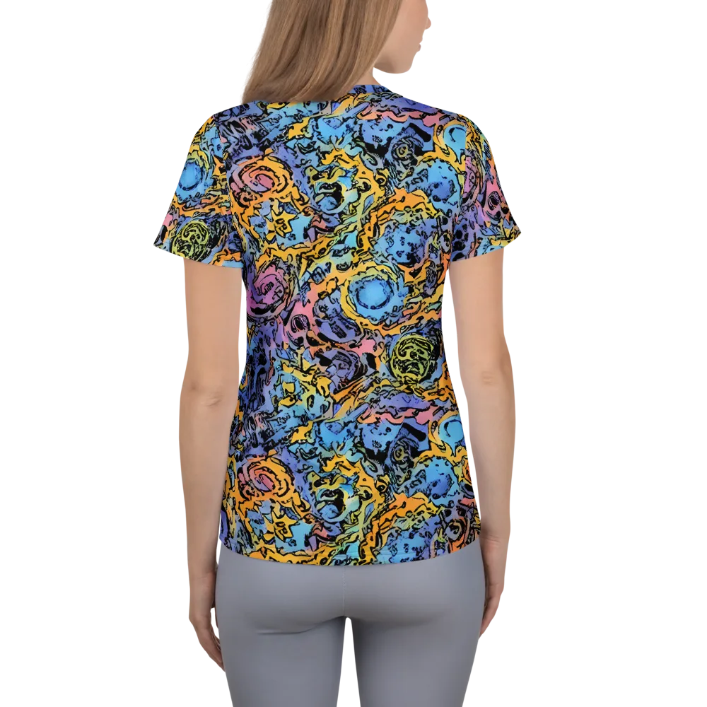 Pop Flora on Women's Athletic T-Shirt — Back