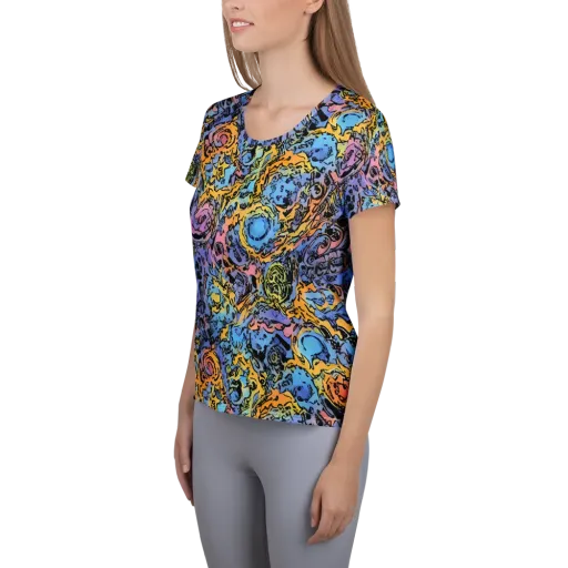 Pop Flora on a Women's Athletic T-Shirt