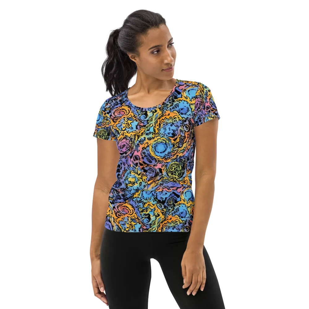 Pop Flora on Women's Athletic T-Shirt — Front