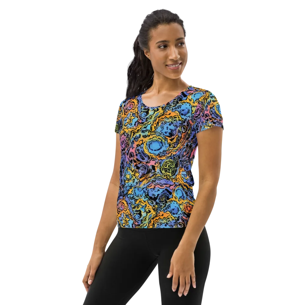 Pop Flora on Women's Athletic T-Shirt — Left