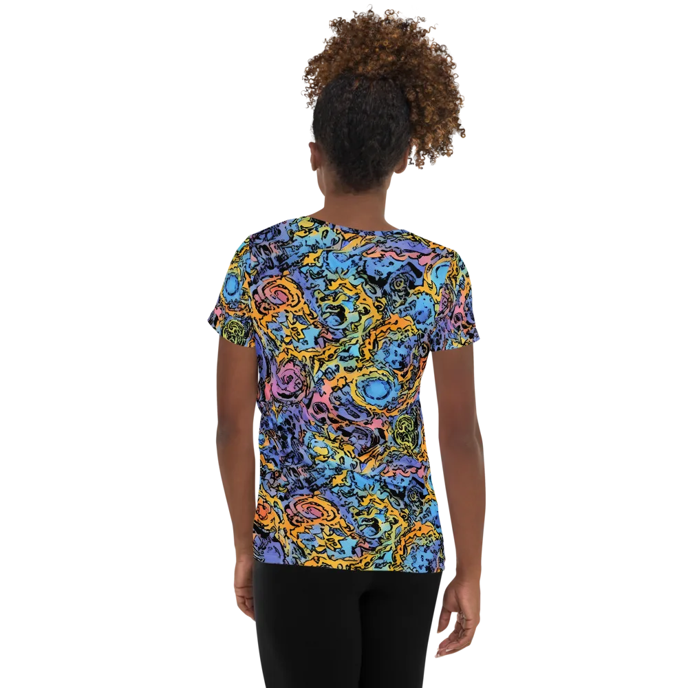 Pop Flora on Women's Athletic T-Shirt — Back