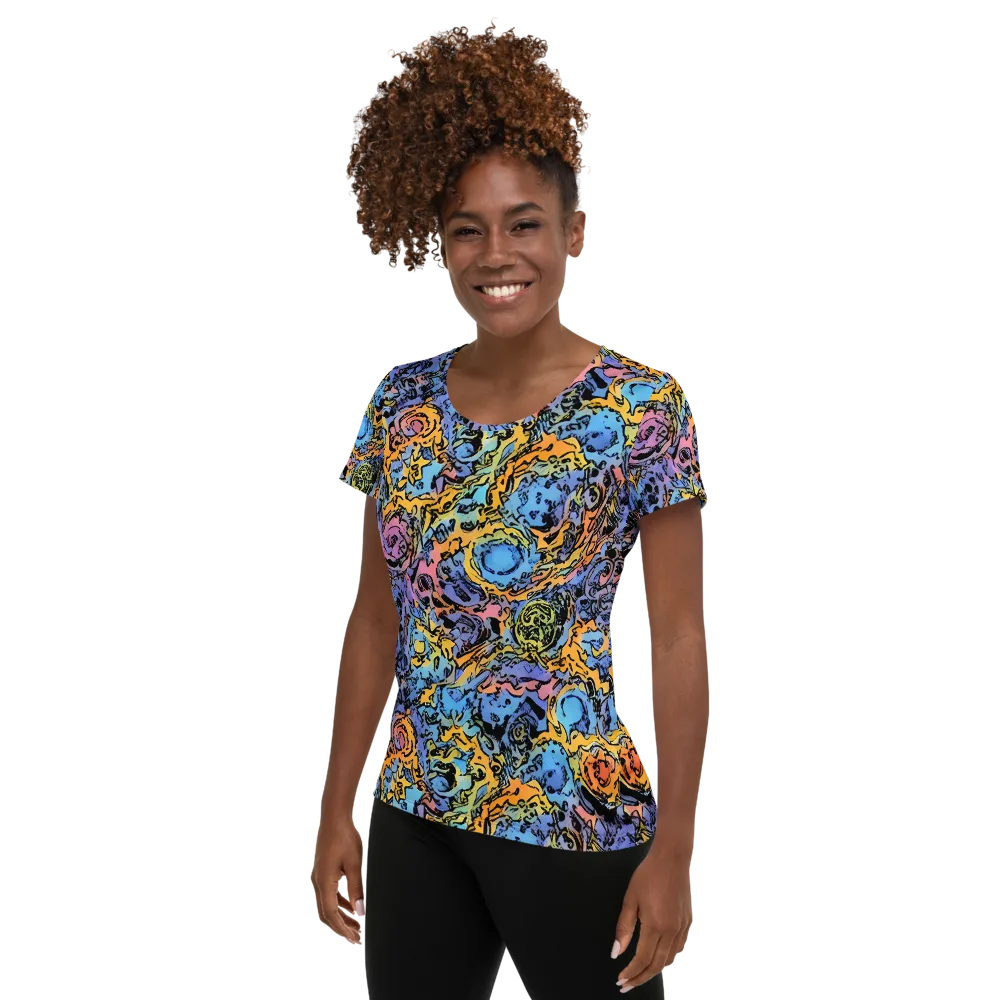 Pop Flora on Women's Athletic T-Shirt — Left