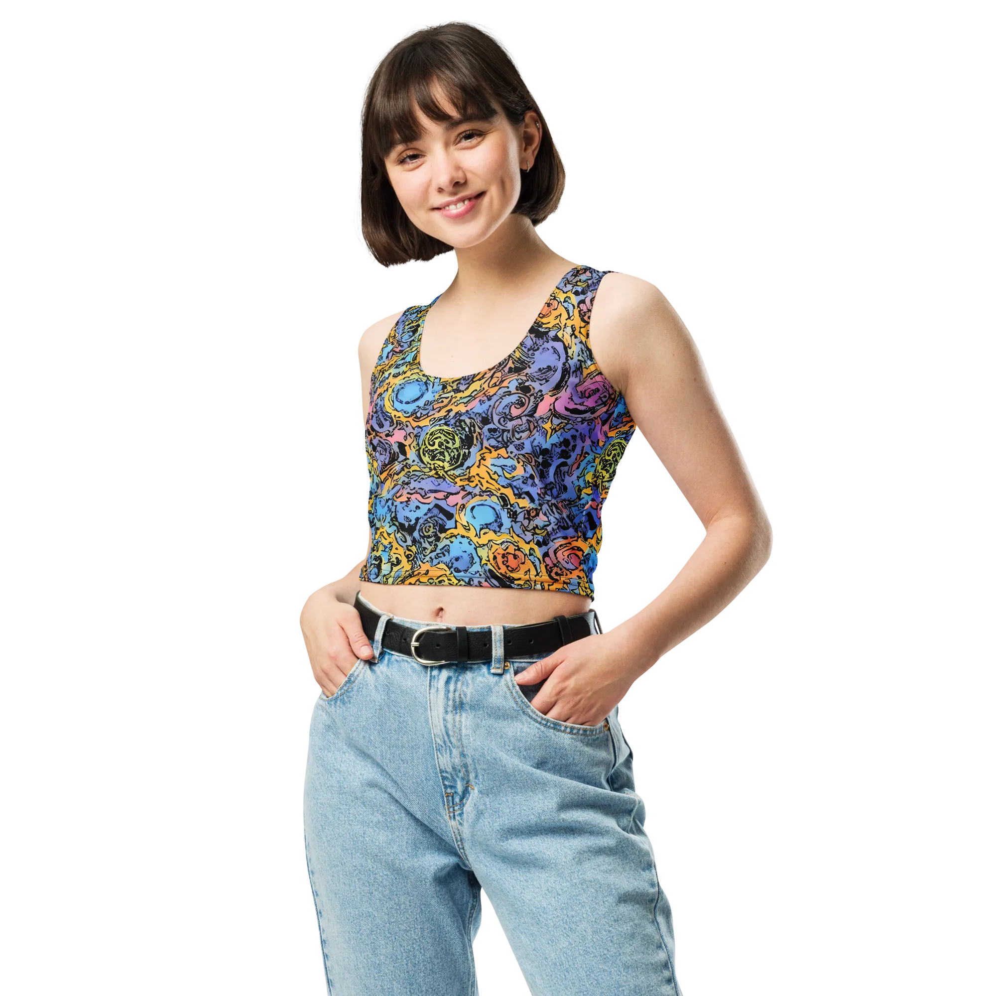 Pop Flora on Crop Top — Front