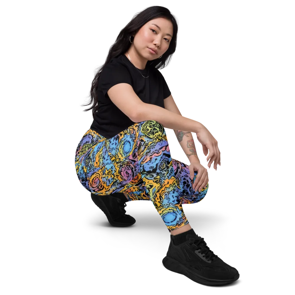 Pop Flora on Leggings with Pockets — Right Front