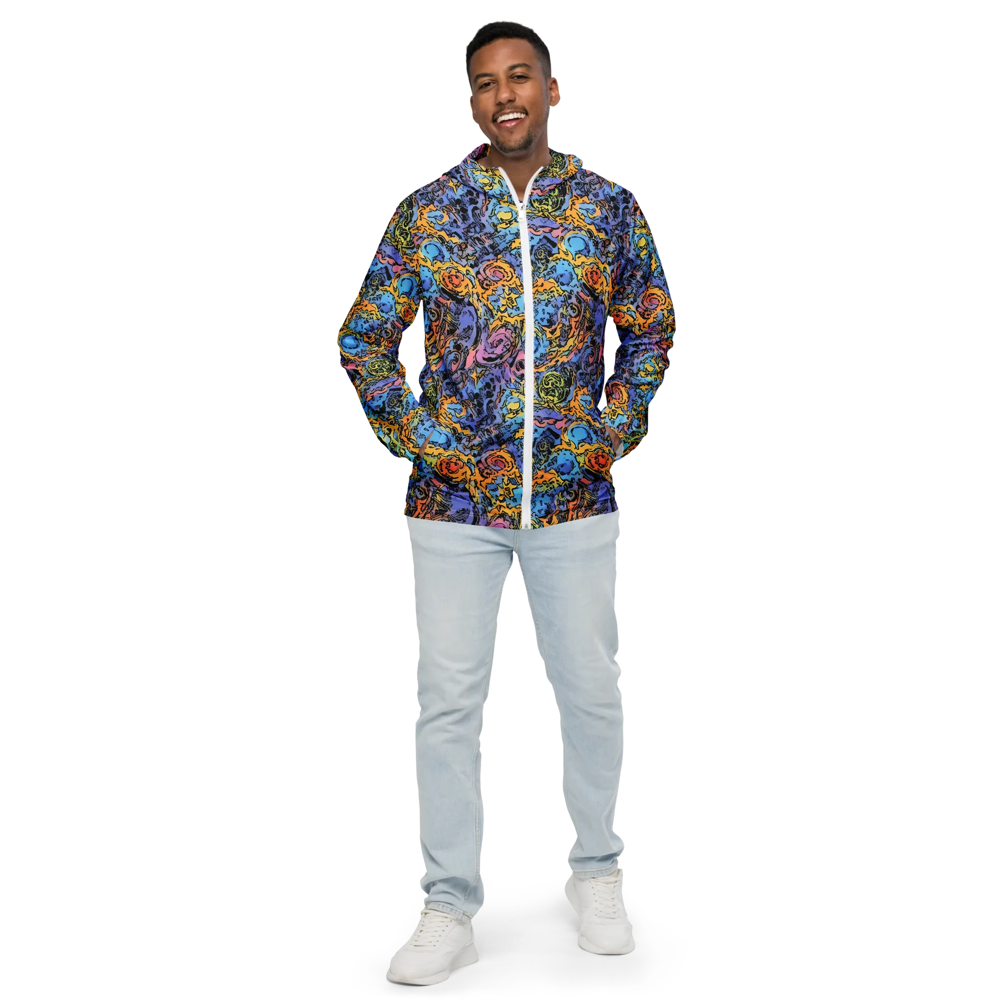 Pop Flora on Men's Windbreaker — Front