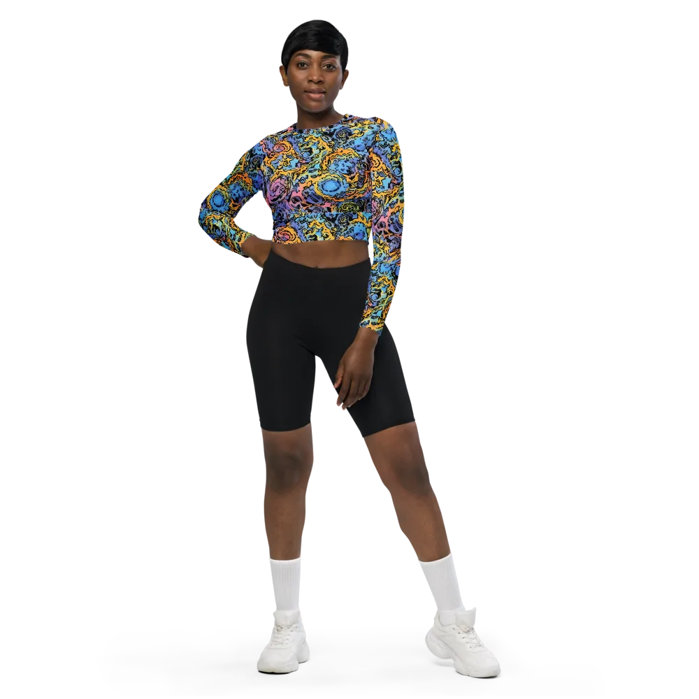 Pop Flora on Long Sleeve Crop Top — Front