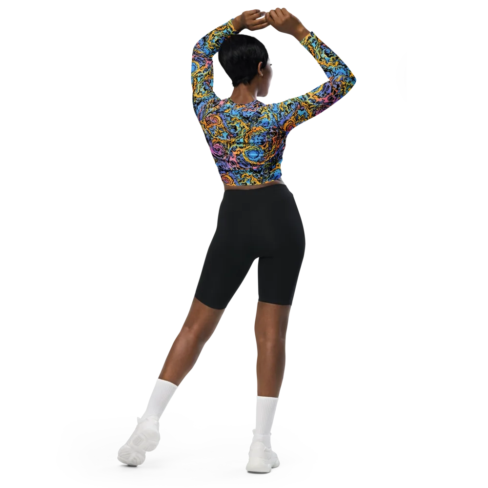 Pop Flora on Long Sleeve Crop Top — Back