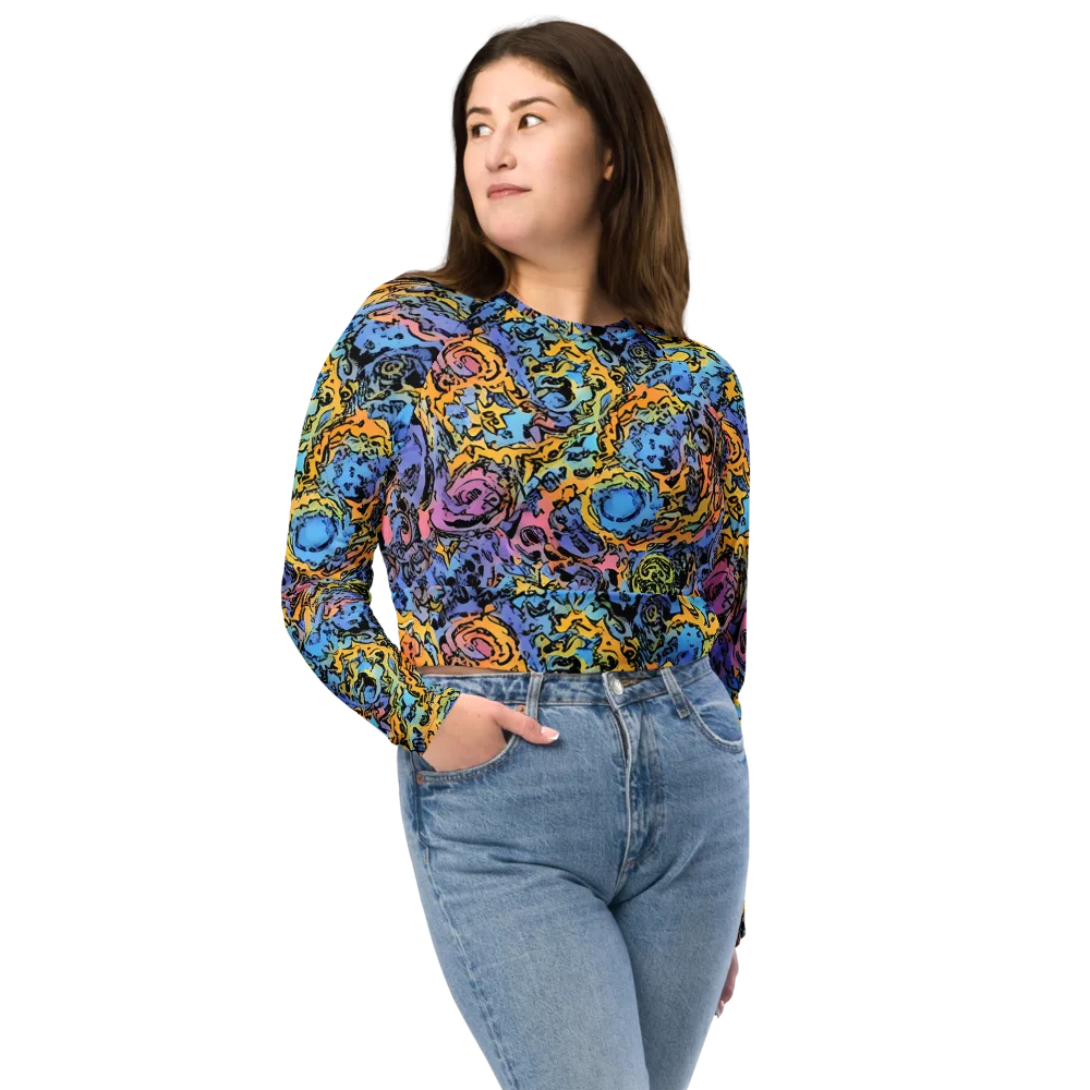 Pop Flora on Long Sleeve Crop Top — Front