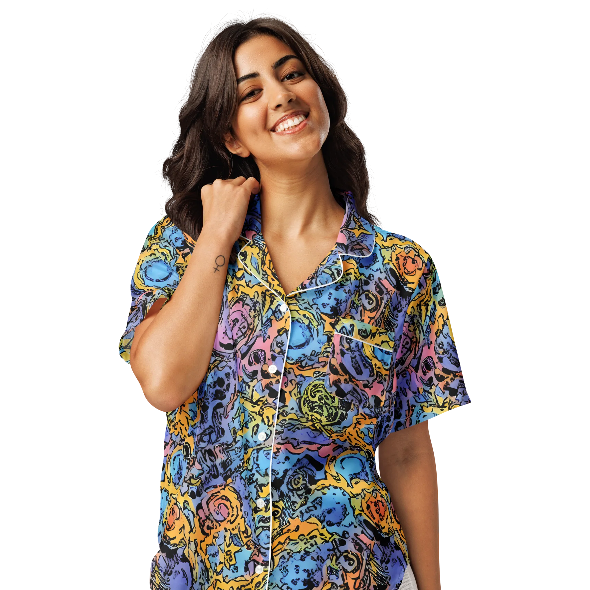 Pop Flora on Women's Short Sleeve Pajama Top — Front