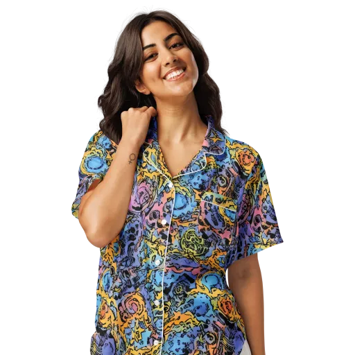 Pop Flora on a Women's Short Sleeve Pajama Top