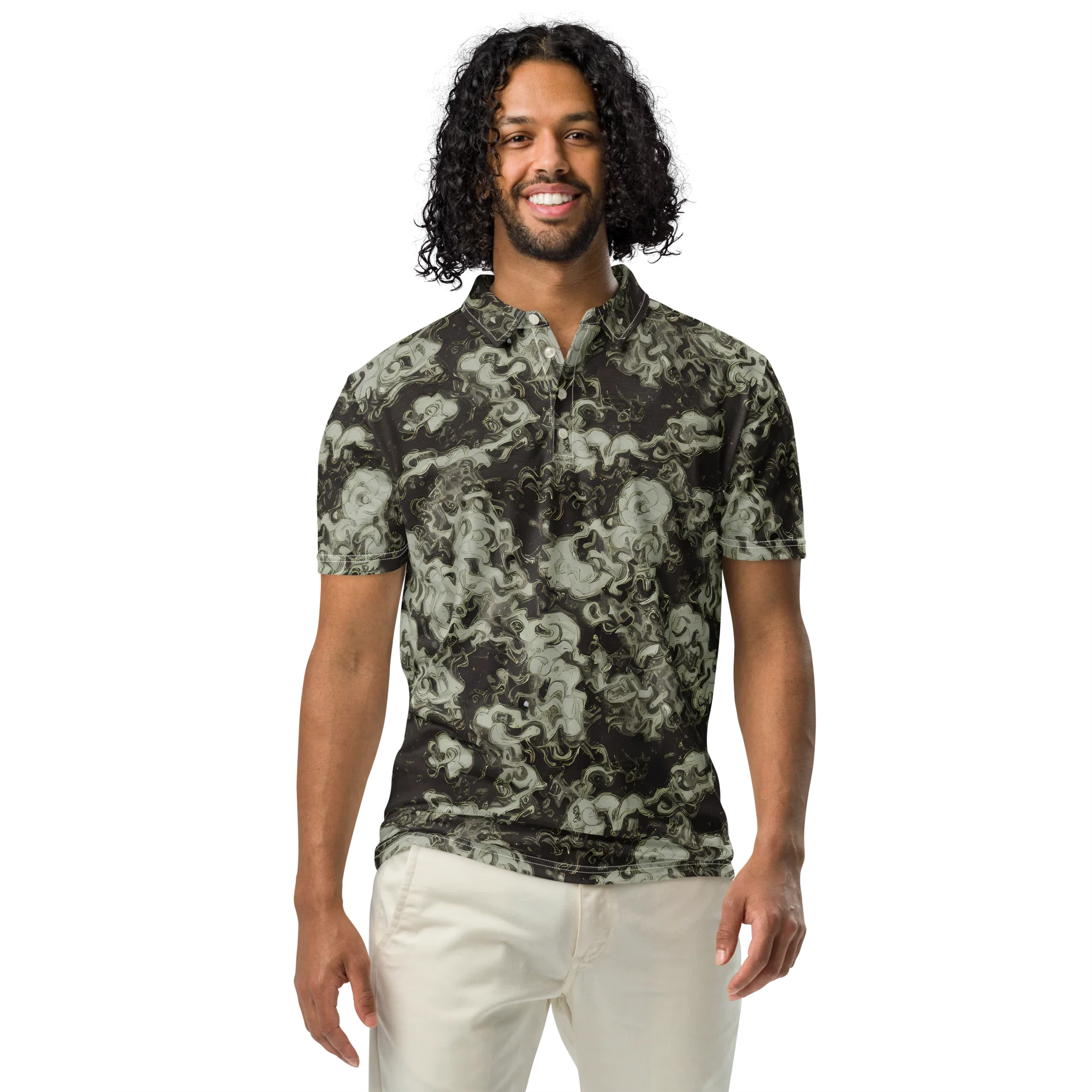 Eclipse Swirl on Men's Slim Fit Polo Shirt — Front