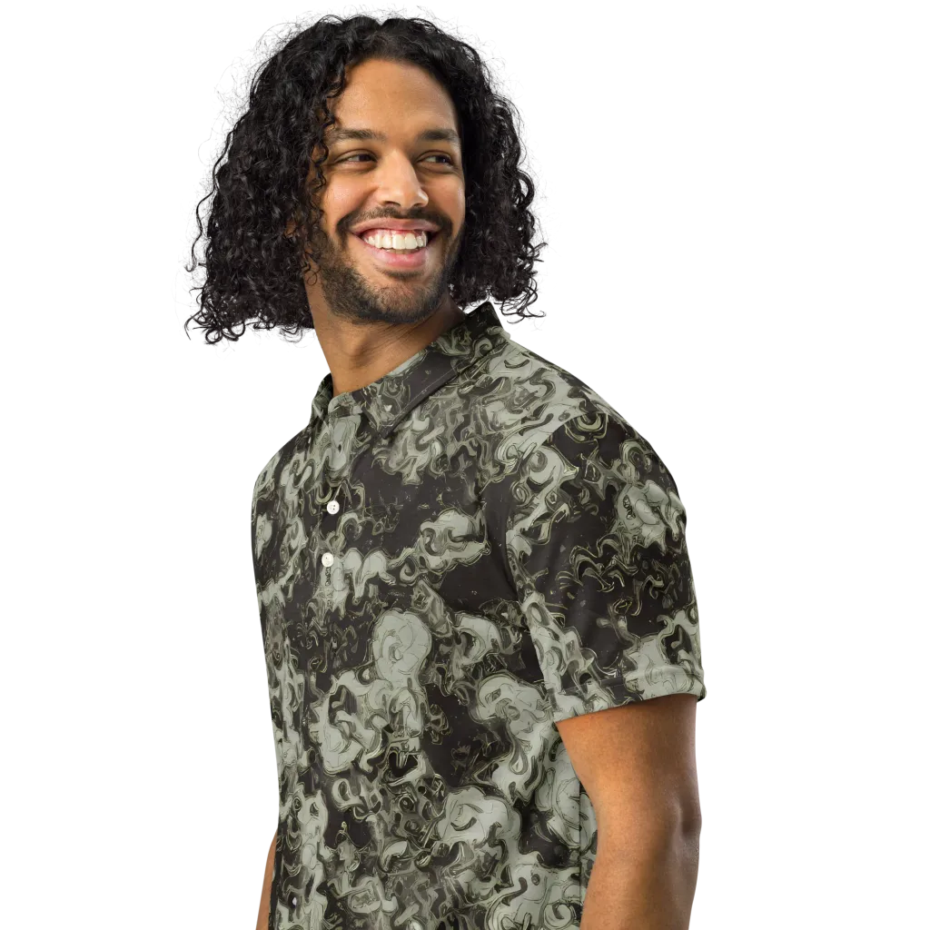Eclipse Swirl on Men's Slim Fit Polo Shirt — Left Front