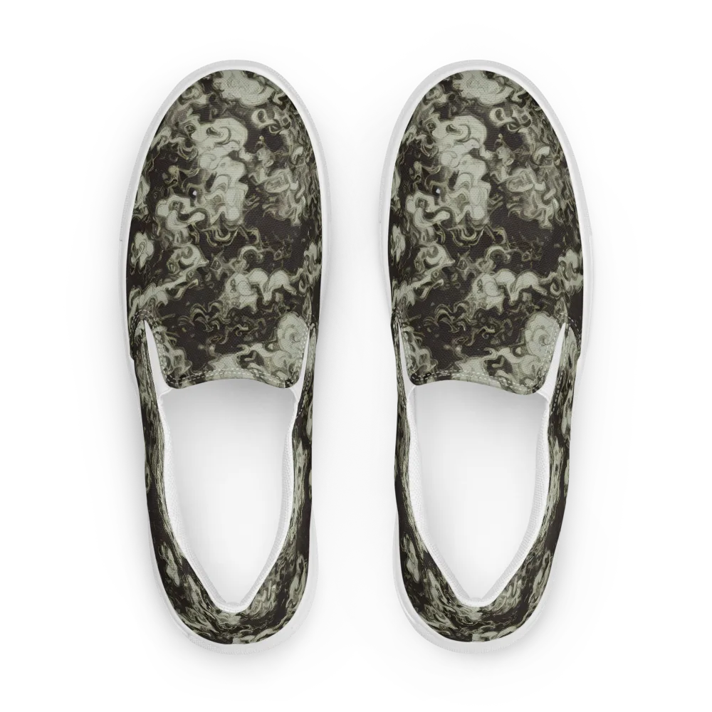 Eclipse Swirl on Men's Slip-On Canvas Shoes — Front