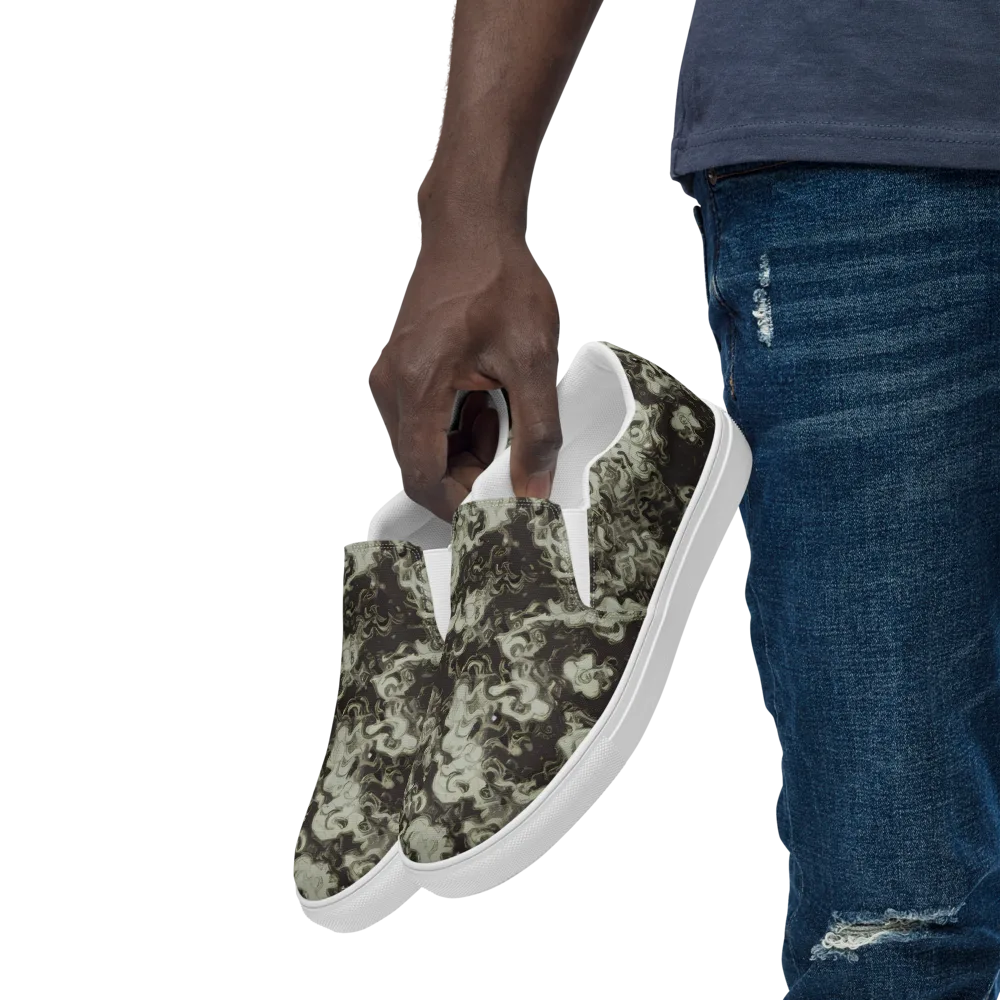 Eclipse Swirl on Men's Slip-On Canvas Shoes — Left Front
