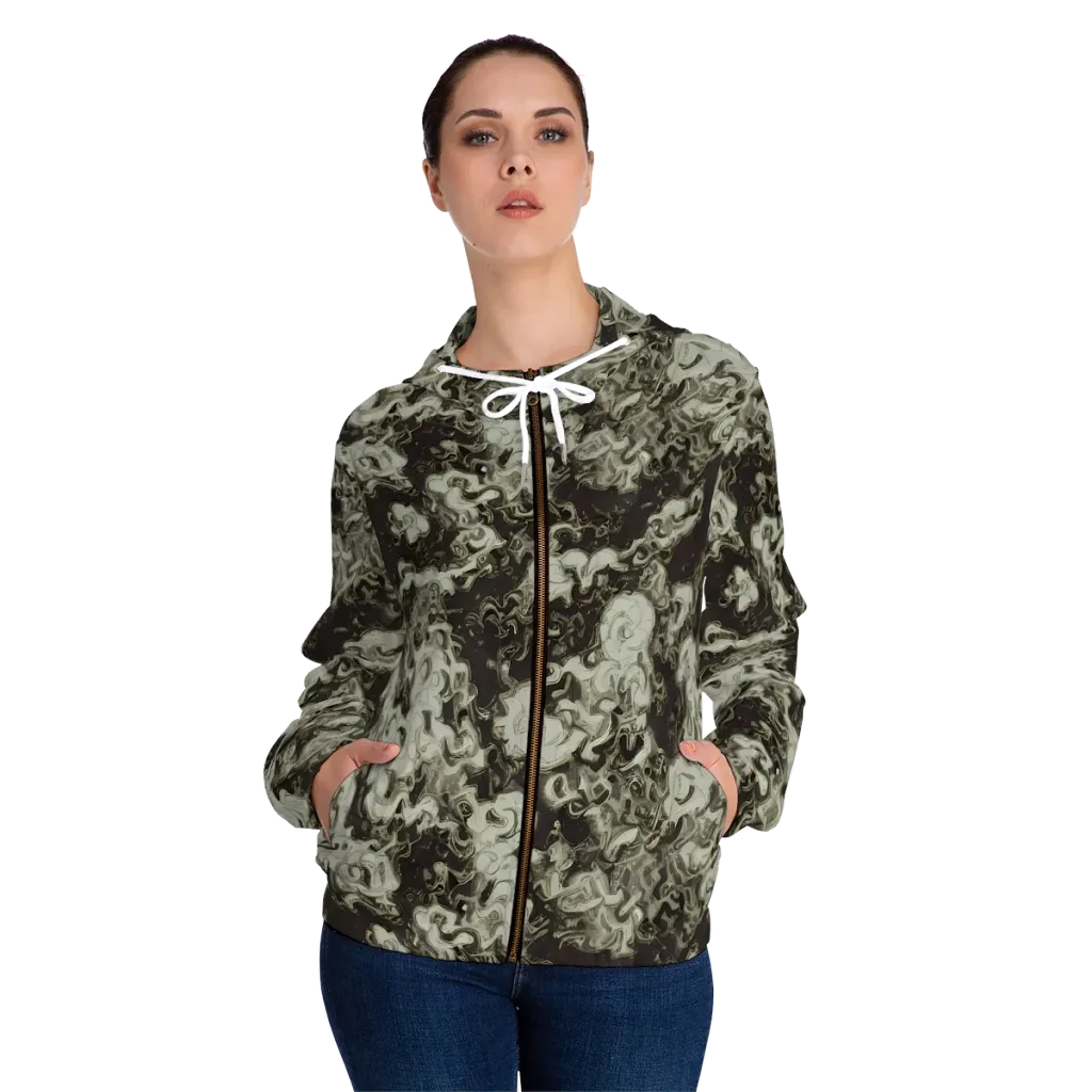 Eclipse Swirl on Women's Full-Zip Hoodie — Front On Person