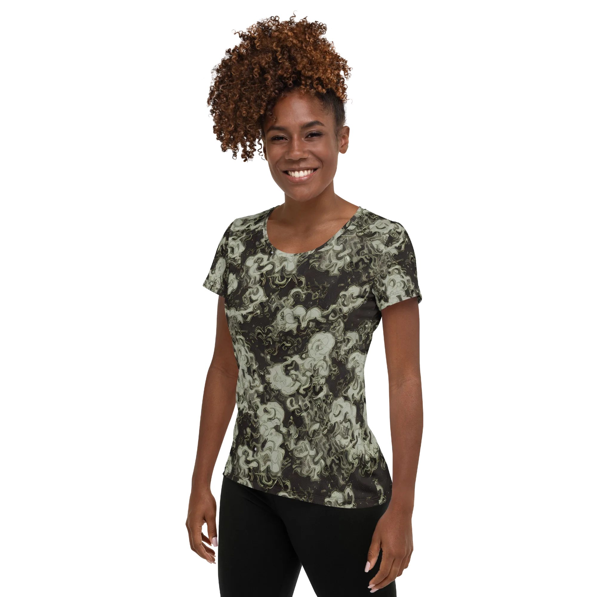 Eclipse Swirl on Women's Athletic T-Shirt — Left