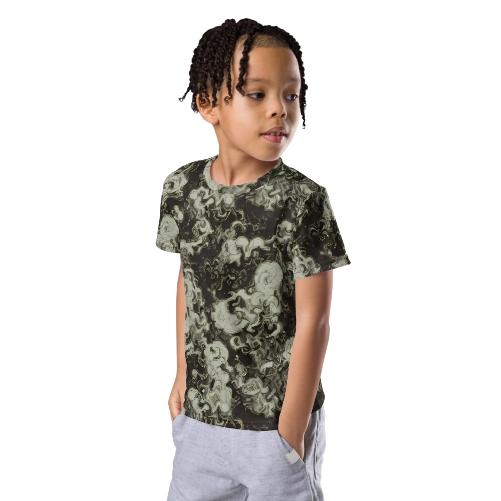 Eclipse Swirl on Kids Crew Neck T-Shirt — Left Front